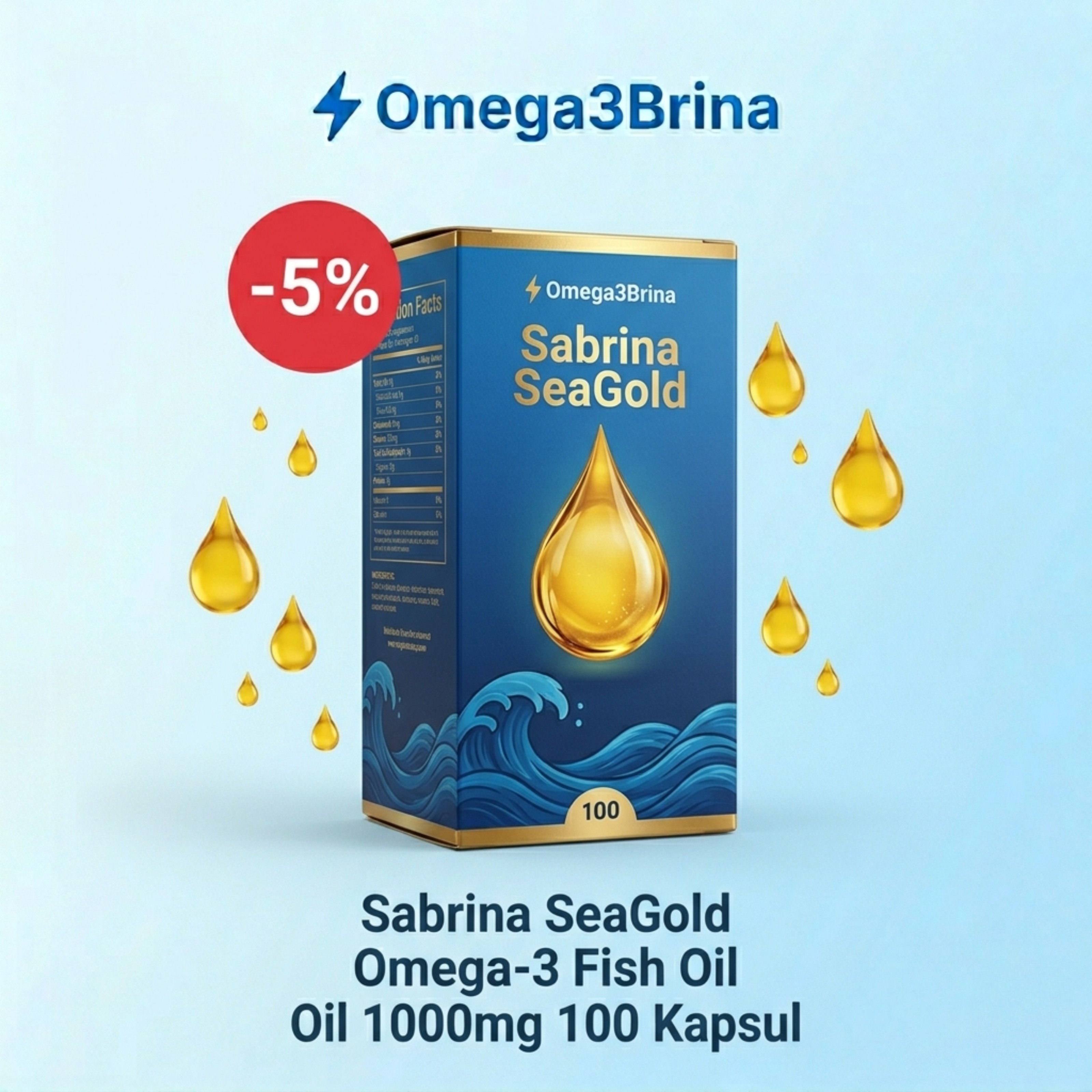 Sabrina SeaGold Omega-3 Fish Oil 1000mg 100 Kapsul